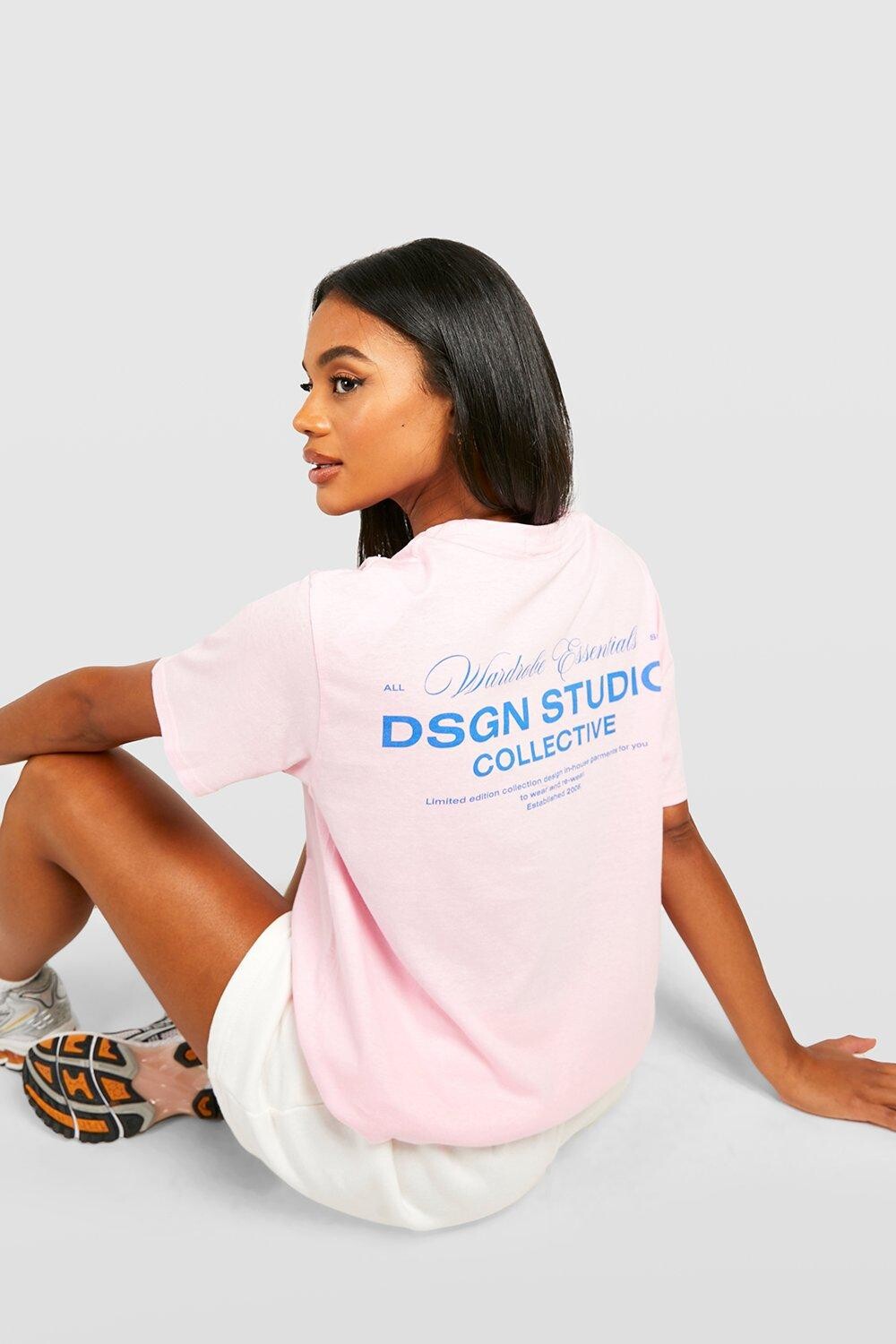 

Футболка оверсайз dsgn studio коллективная Boohoo, розовый