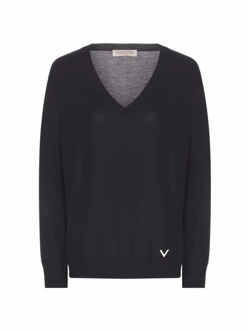 

Кашемировый пуловер V-logo Valentino Garavani, тёмно-синий