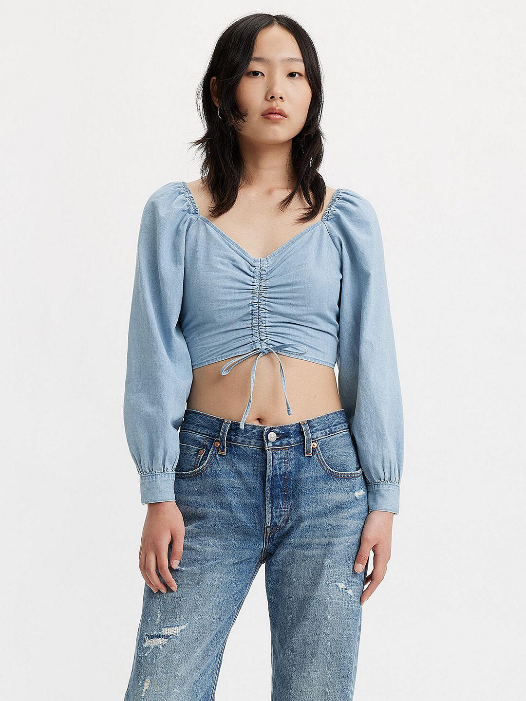 

Укороченный топ Levi's Diana со сборками, хорошая оценка 4