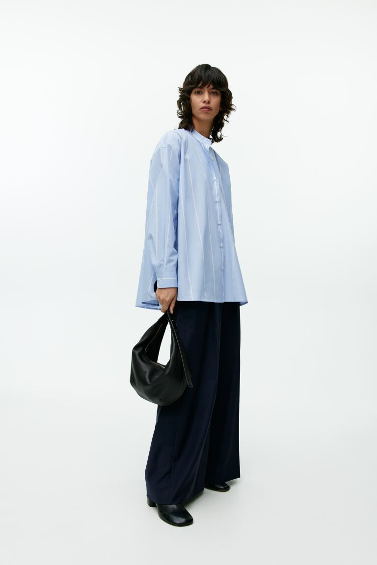 

Хлопковая рубашка оверсайз H&M, синий