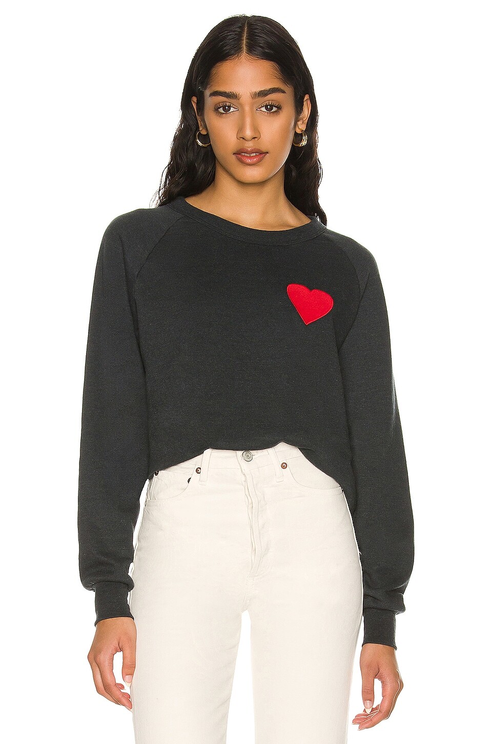 

Толстовка Aviator Nation Heart Embroidery Crew, цвет Charcoal