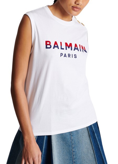 

Футболка Balmain Paris с флоковым принтом Balmain, белый