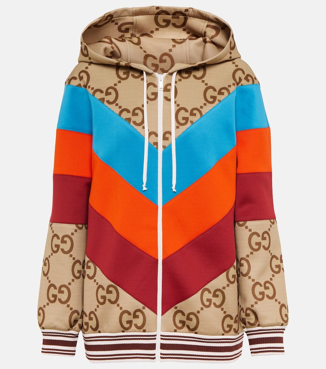 

Худи Intarsia Jumbo GG на молнии GUCCI, разноцветный, Черный