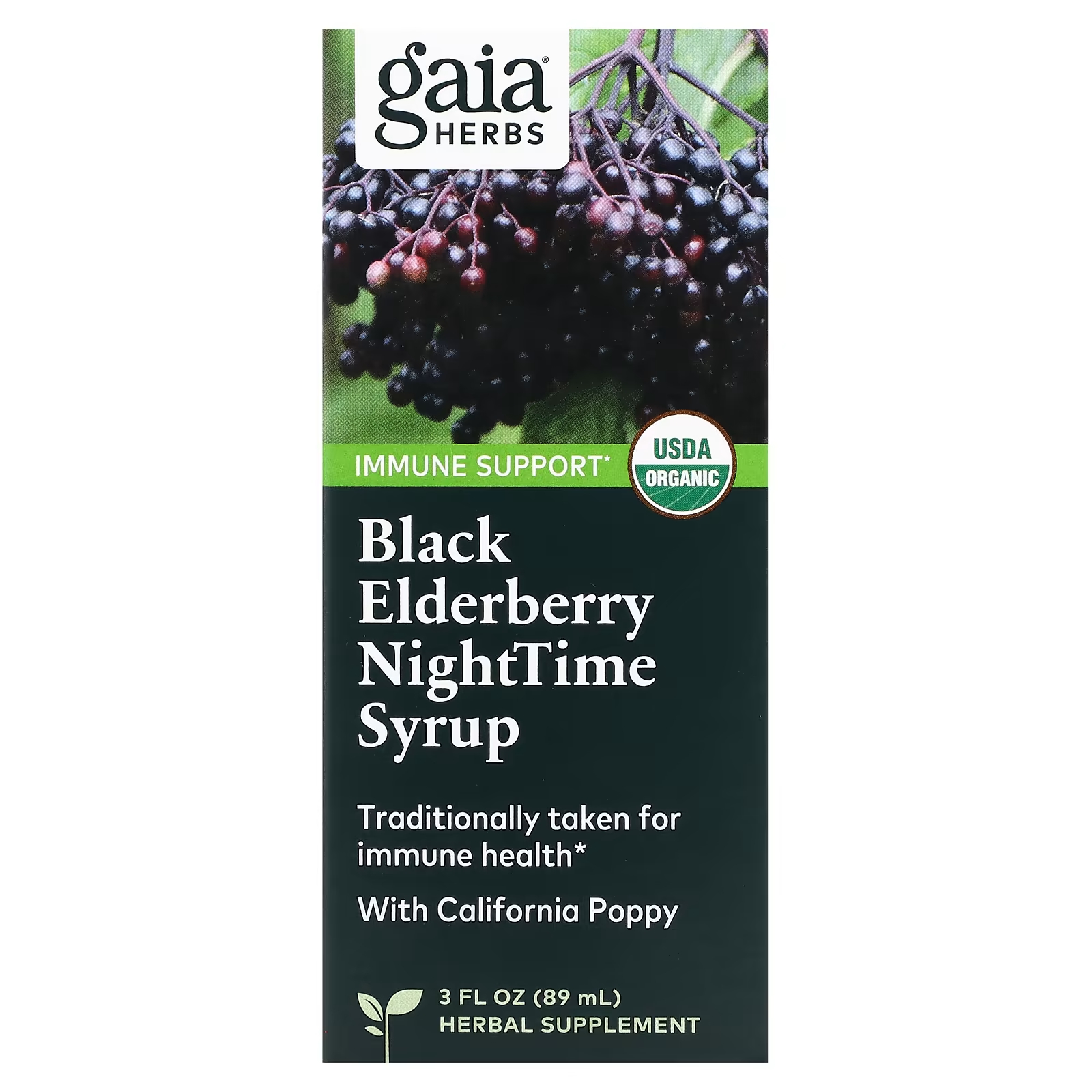Сироп ночной Gaia Herbs из черной бузины, 89 мл gaia herbs сироп из черной бузины для приема перед сном 160 мл 5 4 жидк унции