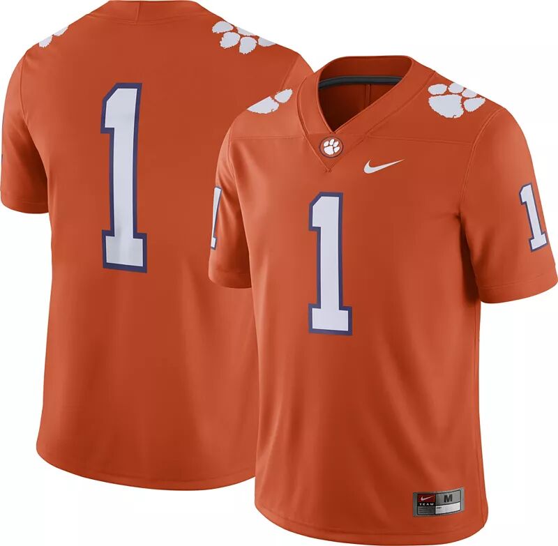 

Мужское футбольное джерси Nike Clemson Tigers #1 оранжевое Dri-FIT Game