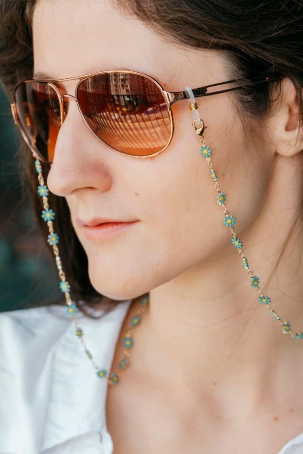 Летние солнцезащитные очки для чтения с цветочным рисунком, 62 см, ремешок для очков со съемной цепочкой The Colourful Aura, зеленый 1шт металлическая цепочка для очков и ремешок для маски серебро