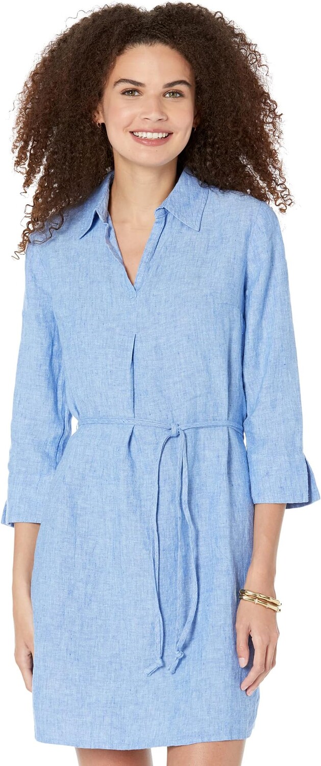 

Льняное платье-туника Pilar Lilly Pulitzer, цвет Beckon Blue/Sea Salt Blue
