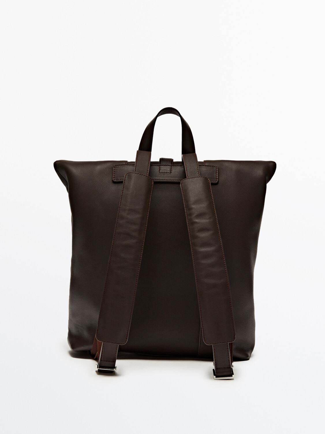 

Коричневый складной кожаный рюкзак Massimo Dutti, коричневый