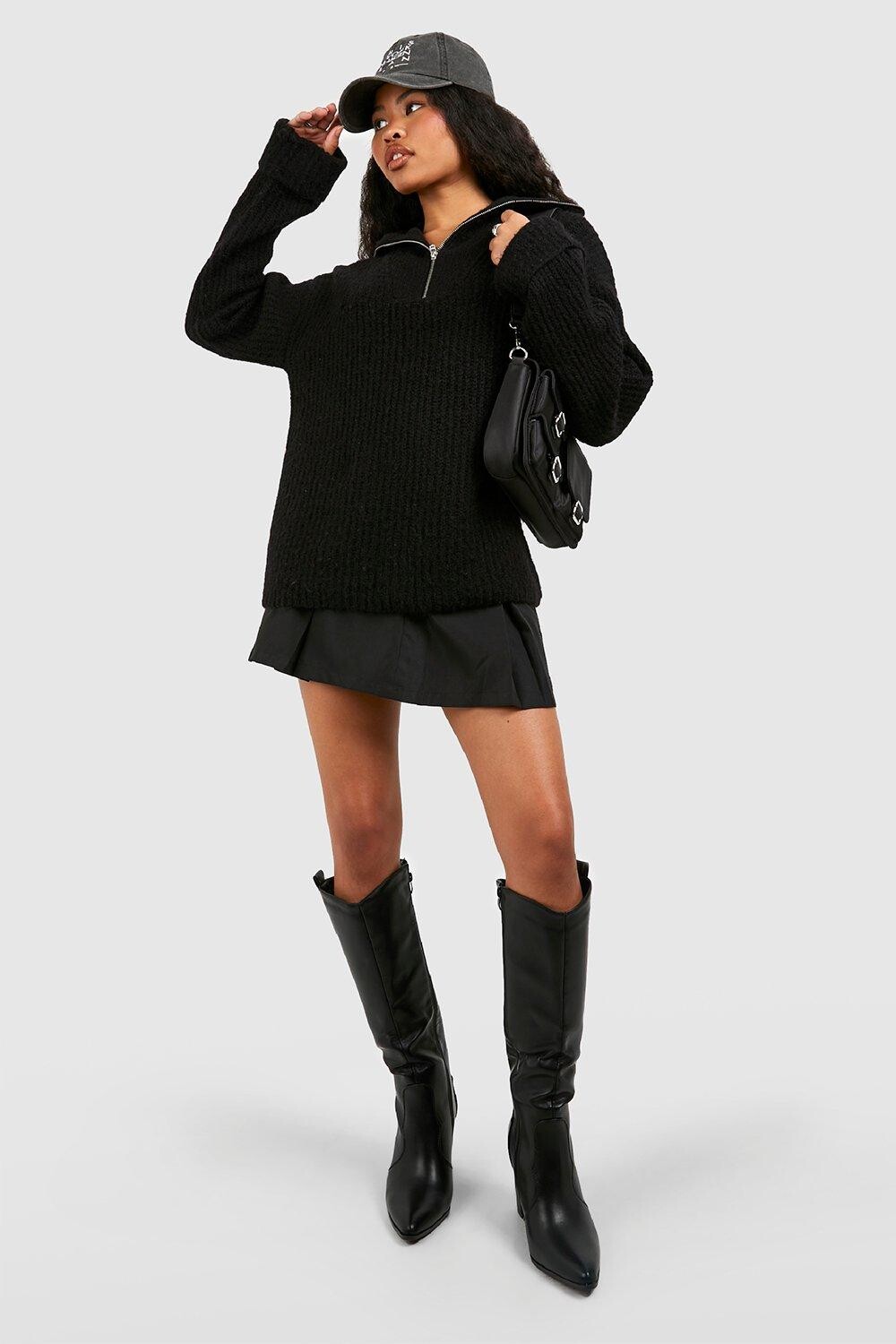 

Сапоги до колен Boohoo, черный
