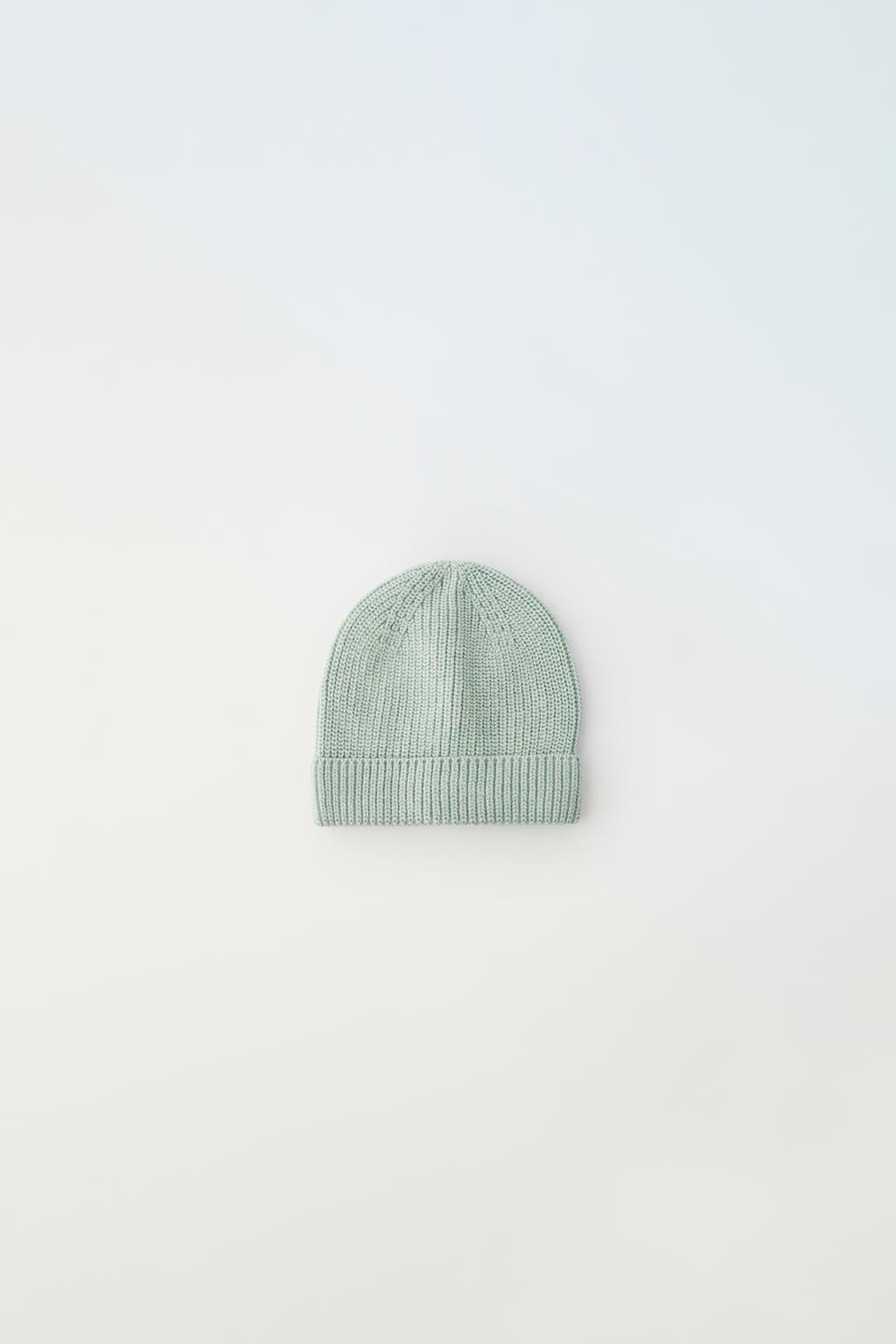 цена Вязанная шапка ZARA, светло-зеленый