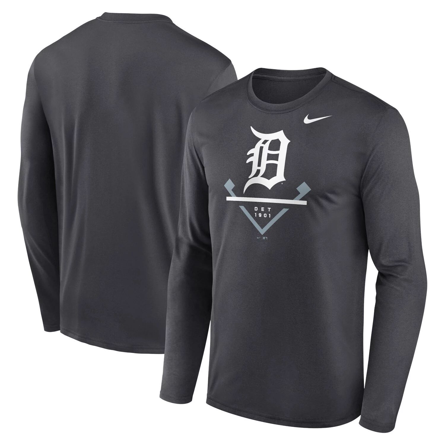 

Мужская футболка антрацитового цвета с длинным рукавом Detroit Tigers Icon Legend Performance Nike, Черный