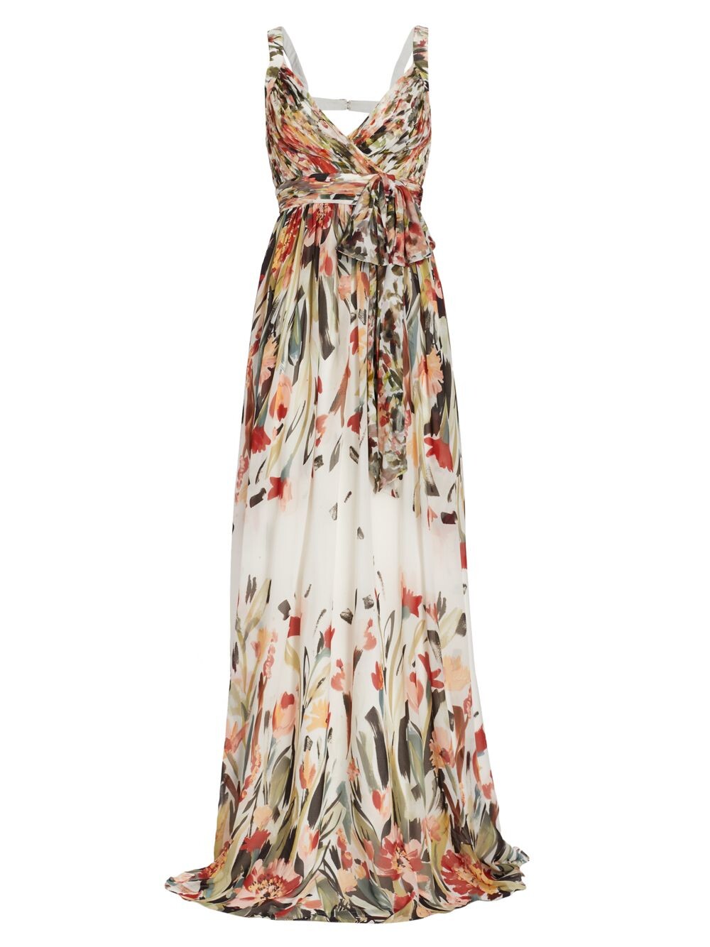 

Драпированное платье с цветочным принтом Badgley Mischka, белый