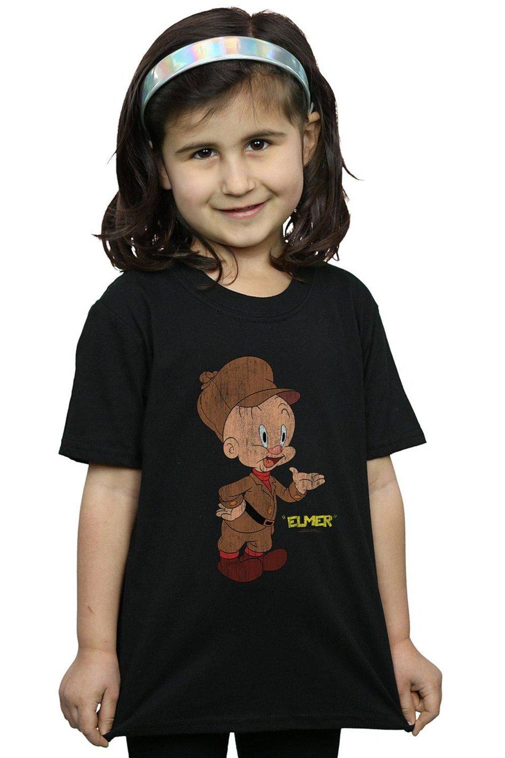 цена Хлопковая футболка Elmer Fudd с потертостями Looney Tunes, черный
