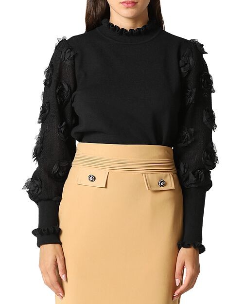 

Свитер с розовой аппликацией Gracia, цвет Black, Розовый