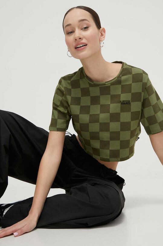 Хлопковая футболка Vans, зеленый
