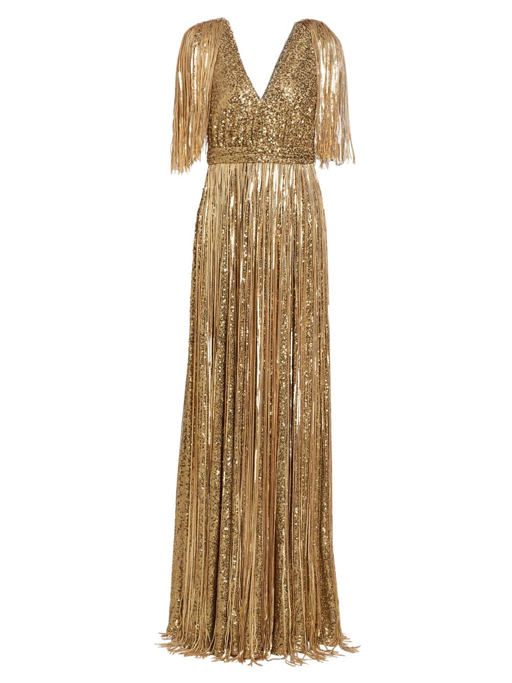 

Платье-колонна с пайетками и бахромой Badgley Mischka, золотой, Желтый