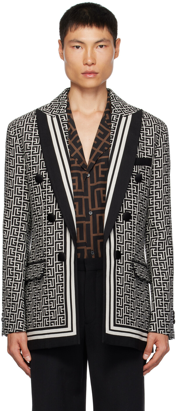 

Черный блейзер с монограммой Balmain