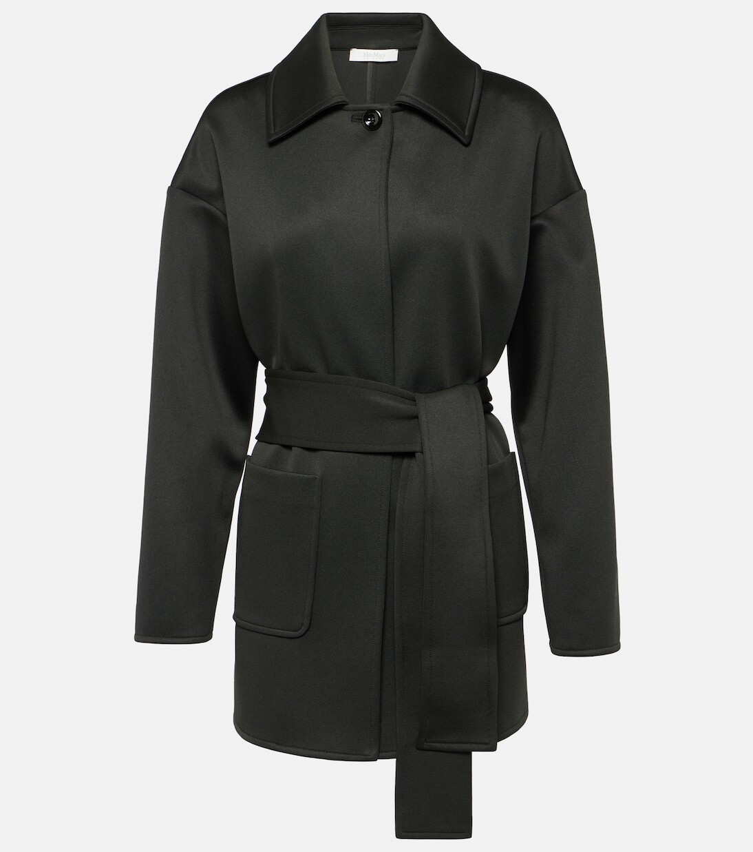 

Мини-платье rauche из неопрена с поясом Max Mara, черный