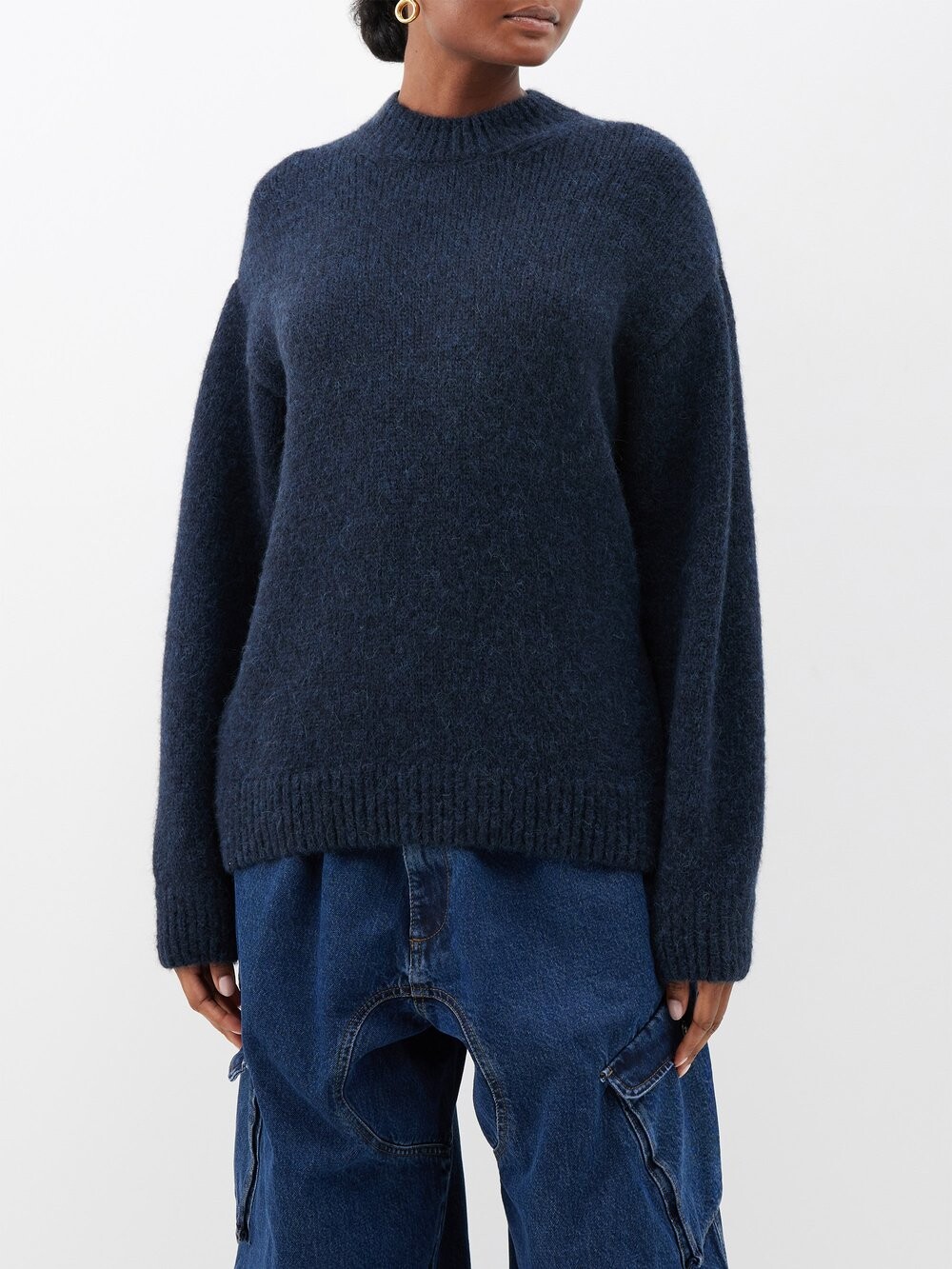 

Свитер pavane из шерсти альпаки с логотипом интарсии Jacquemus, синий