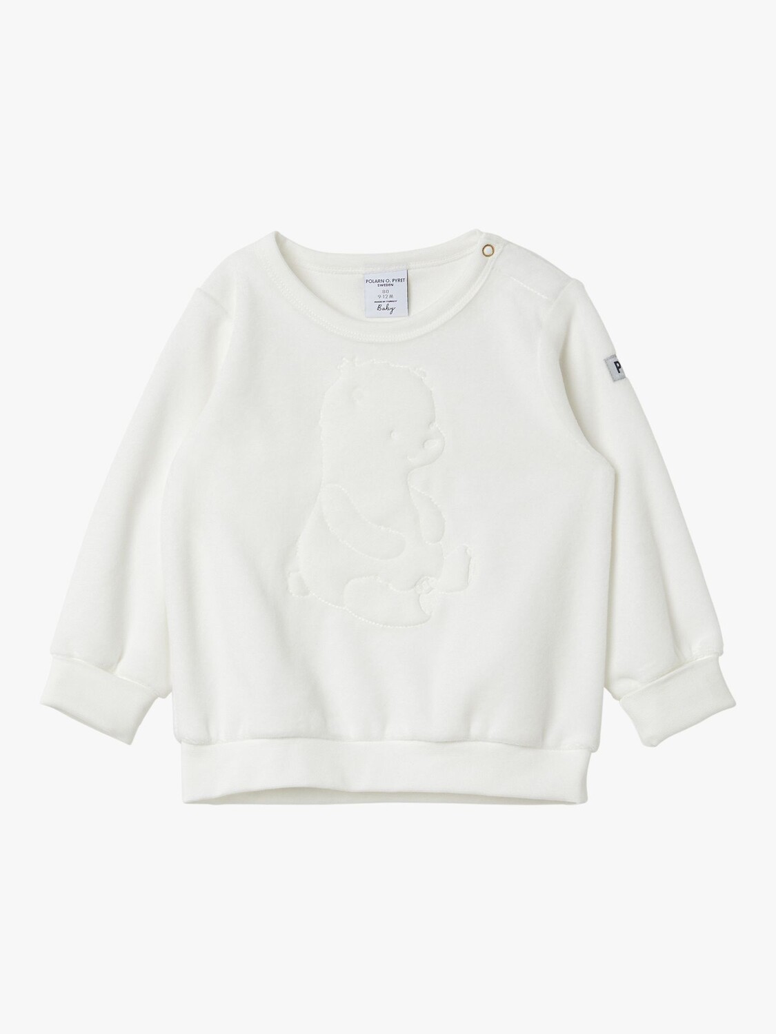 

Велюровый топ из органического хлопка с вышивкой Baby Teddy Bear Polarn O. Pyret, белый