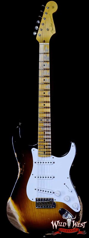 цена Электрогитара Fender Custom Shop Limited Edition 70th Anniversary 1954 Stratocaster Heavy Relic Wide Fade 2 Tone Sunburst 7.65 LBS