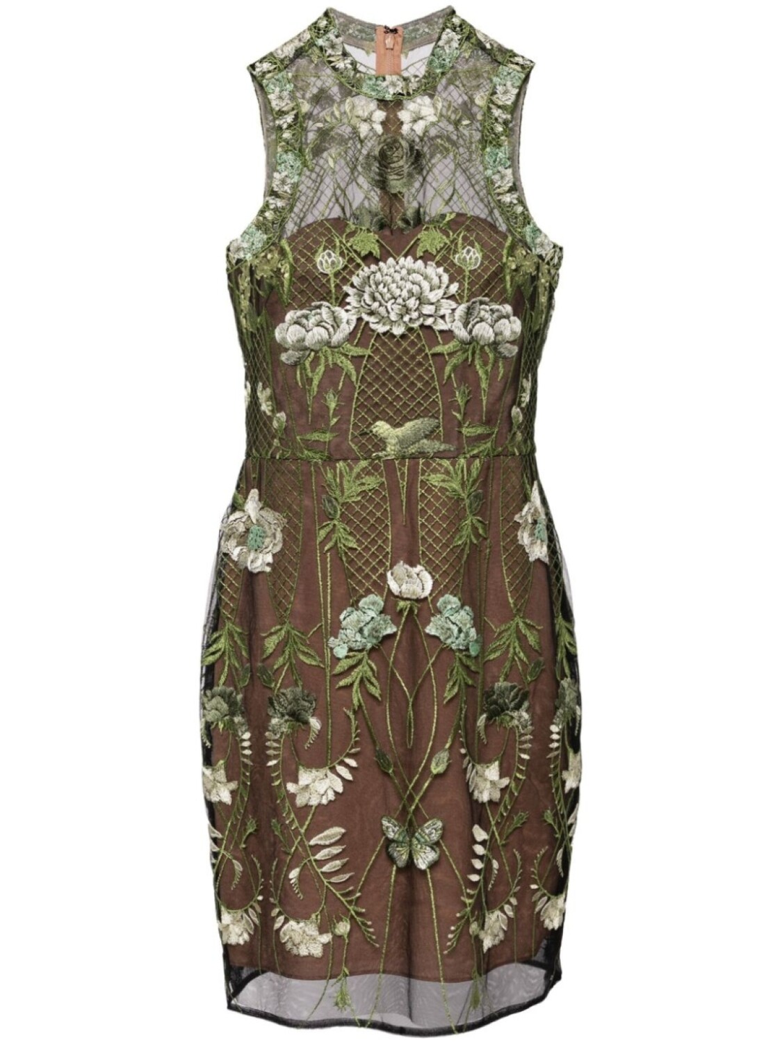 

Marchesa Notte платье мини из тюля с цветочной вышивкой, зеленый
