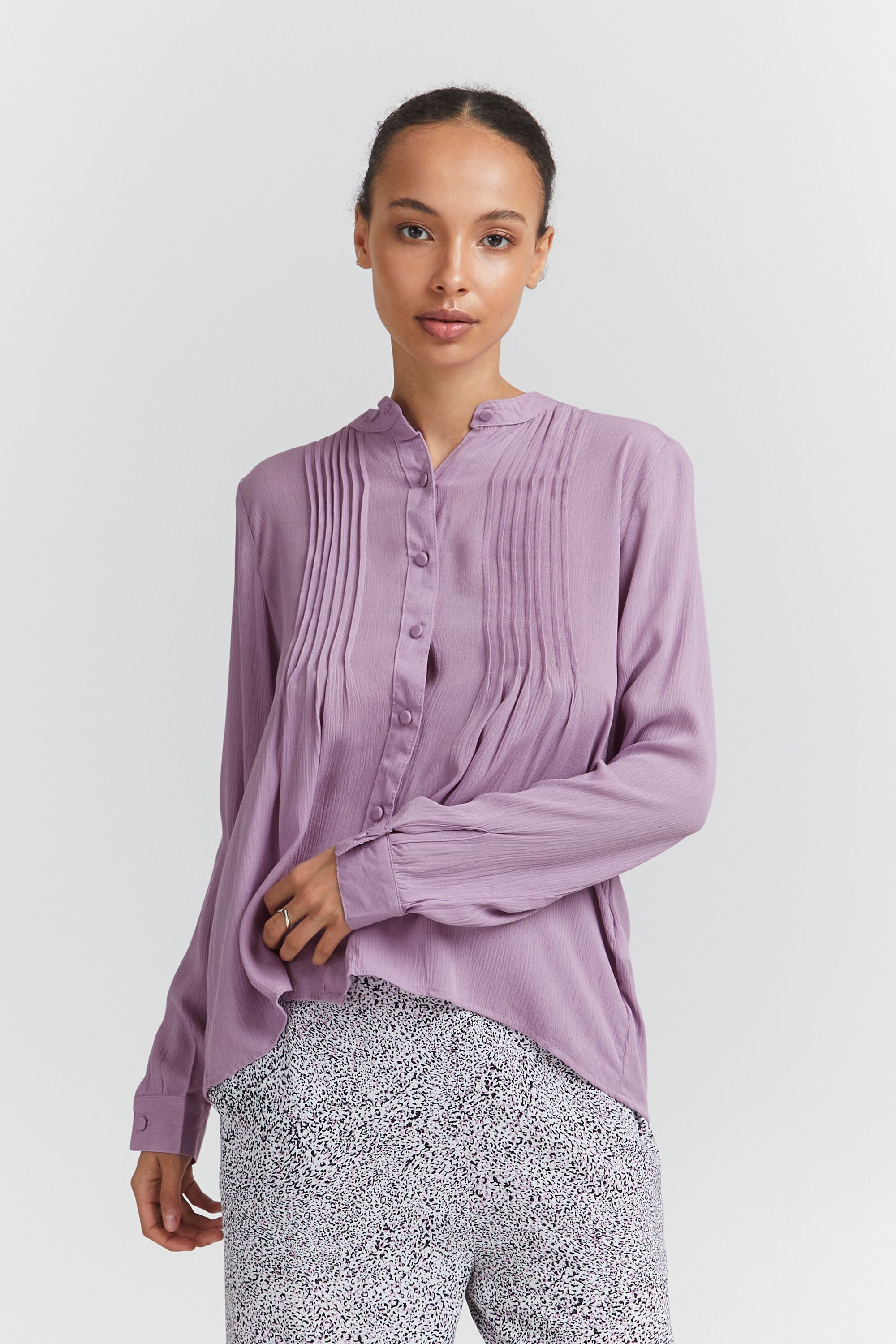 Блуза ICHI Langarm, фиолетовый
