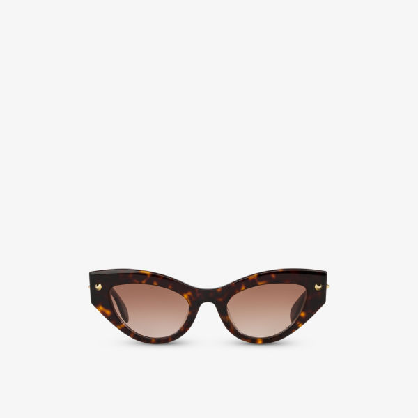 AM0407S солнцезащитные очки из ацетата черепаховой расцветки «кошачий глаз» Alexander Mcqueen, коричневый