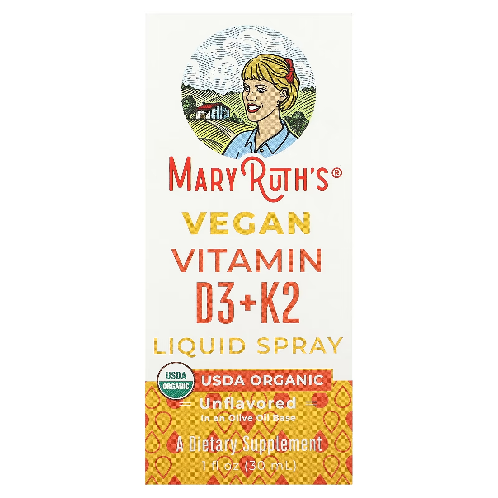 

Спрей с витаминами D3+K2 MaryRuth Organics веганский жидкий без вкуса, 30 мл