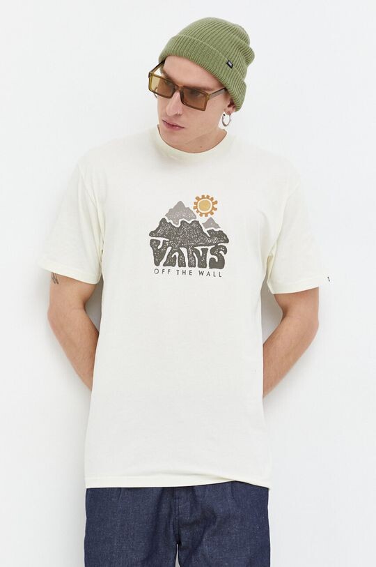 

Хлопковая футболка Vans, бежевый