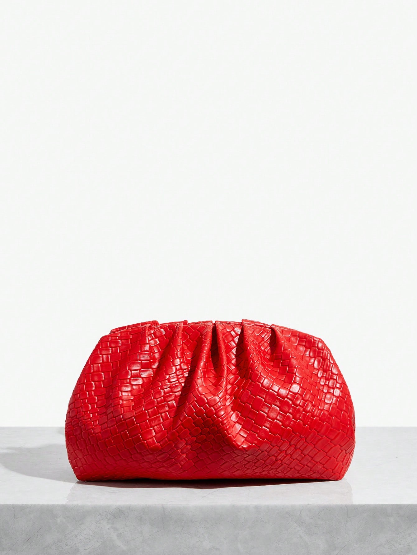 SHEIN SXY Модная женская простая универсальная сумка-клатч из искусственной кожи с золотистым узором, красный