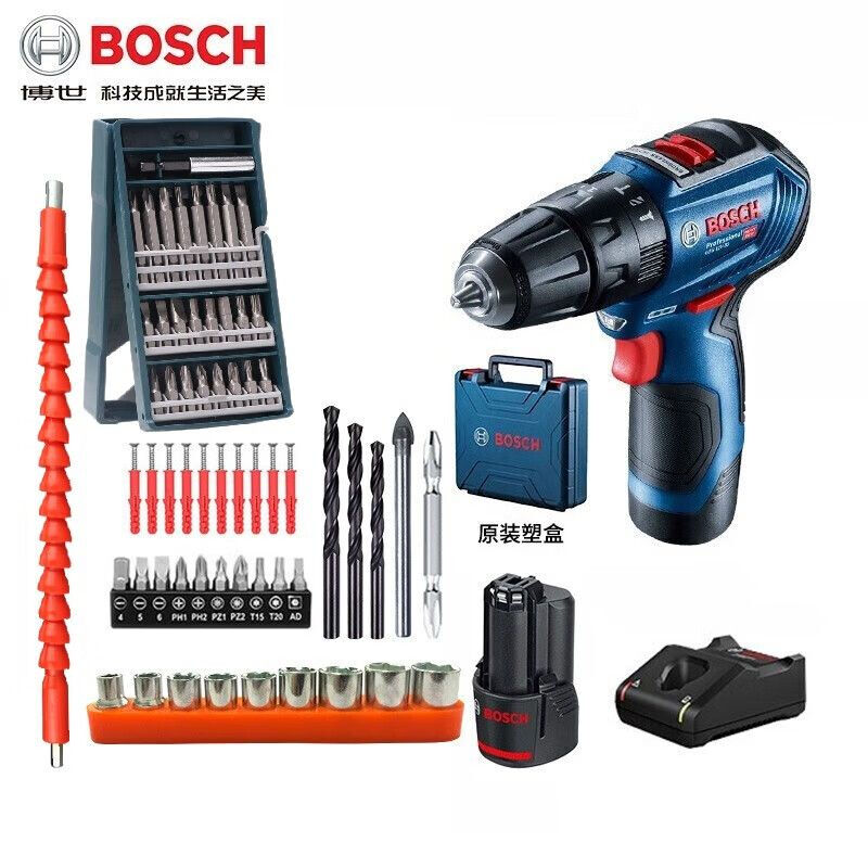 Дрель аккумуляторная Bosch GSB12V-30 + набор инструментов