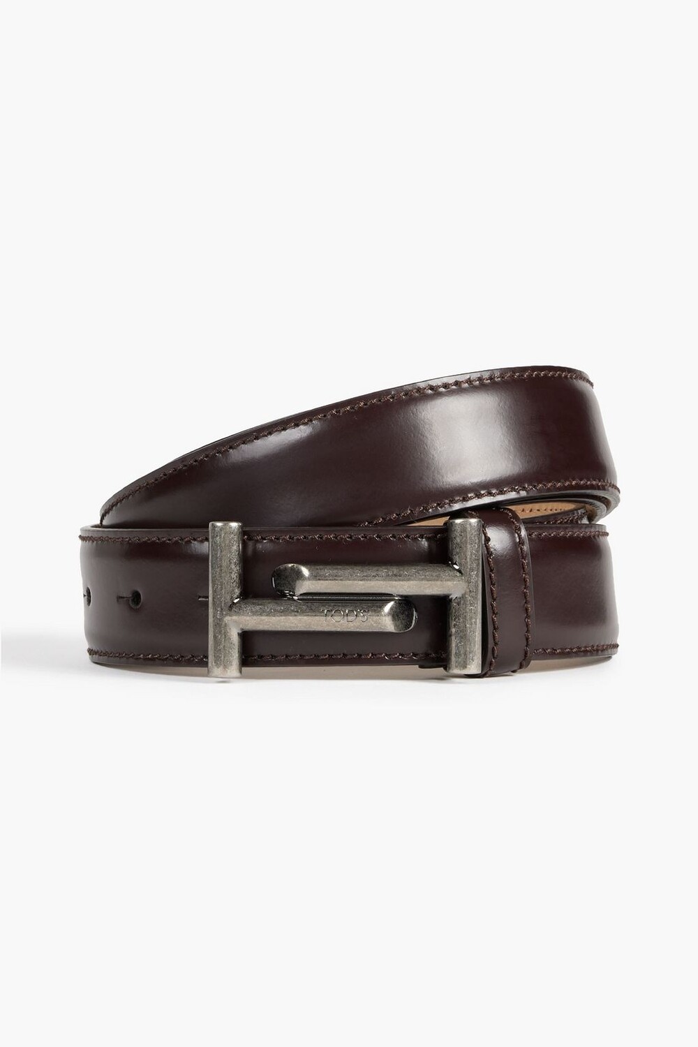 

Ремень Double T из блестящей кожи TOD'S, мерло