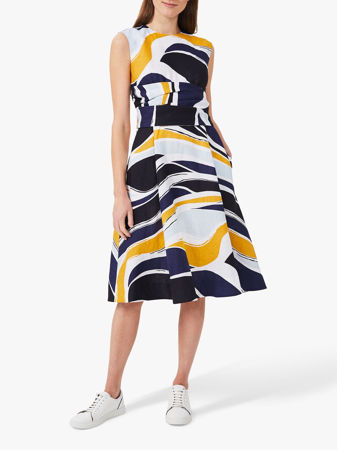 Hobbs Twitchill Льняное платье длиной до колена с абстрактным рисунком, Многоцветный