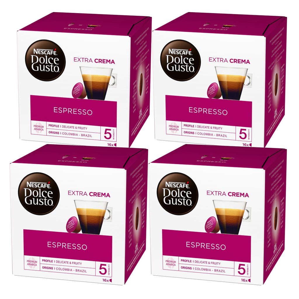 

Nescafé Dolce Gusto Espresso, кофе, кофейные капсулы, в упаковке 4 шт., 4 х 16 капсул Nestlé