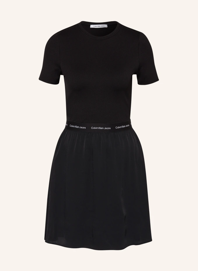 

Платье из разных материалов Calvin Klein Jeans, черный