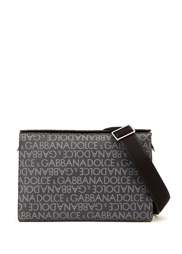 Черная мужская кожаная сумка с логотипом из жаккарда Dolce&Gabbana