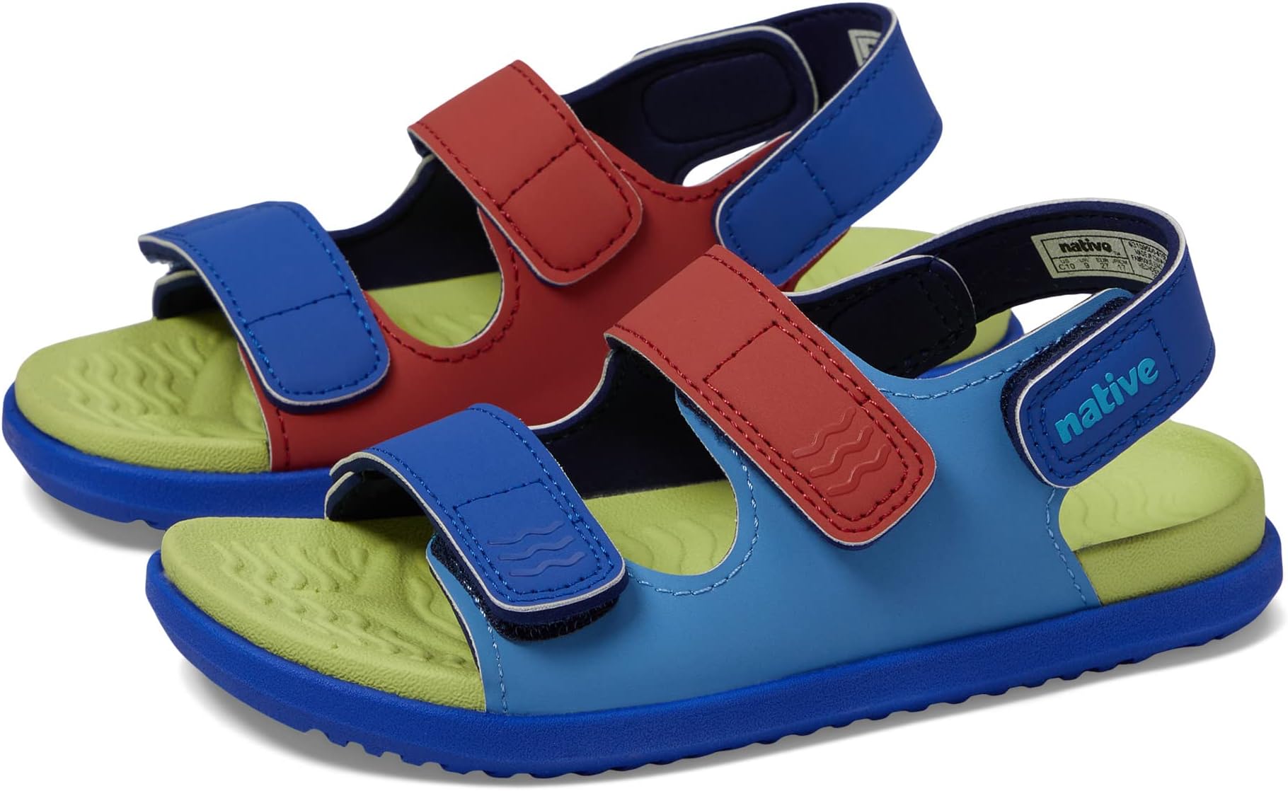 Сандалии на плоской подошве Frankie Sugarlite Native Shoes Kids, цвет Resting Blue/Celery Green/UV Blue/UV Hyper Strap