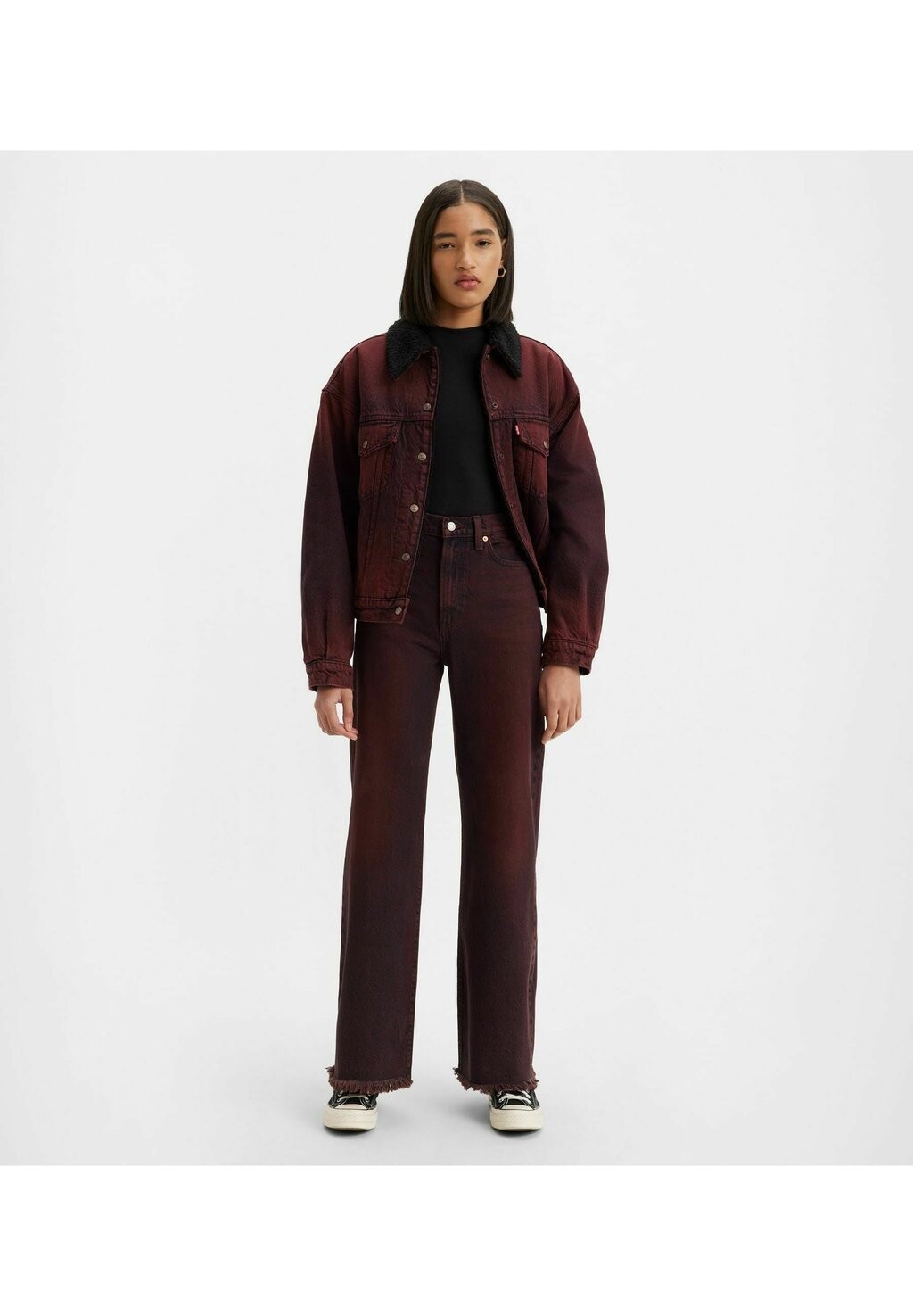 

Джинсы свободного кроя Levi's Ribcage Wide Leg H223, темно-красный