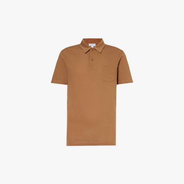 Рубашка-поло riviera с накладными карманами Sunspel, коричневый
