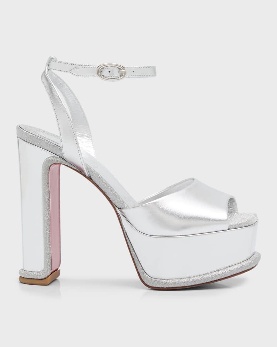 

Босоножки на платформе Amali Alta с красной подошвой и эффектом металлик Christian Louboutin