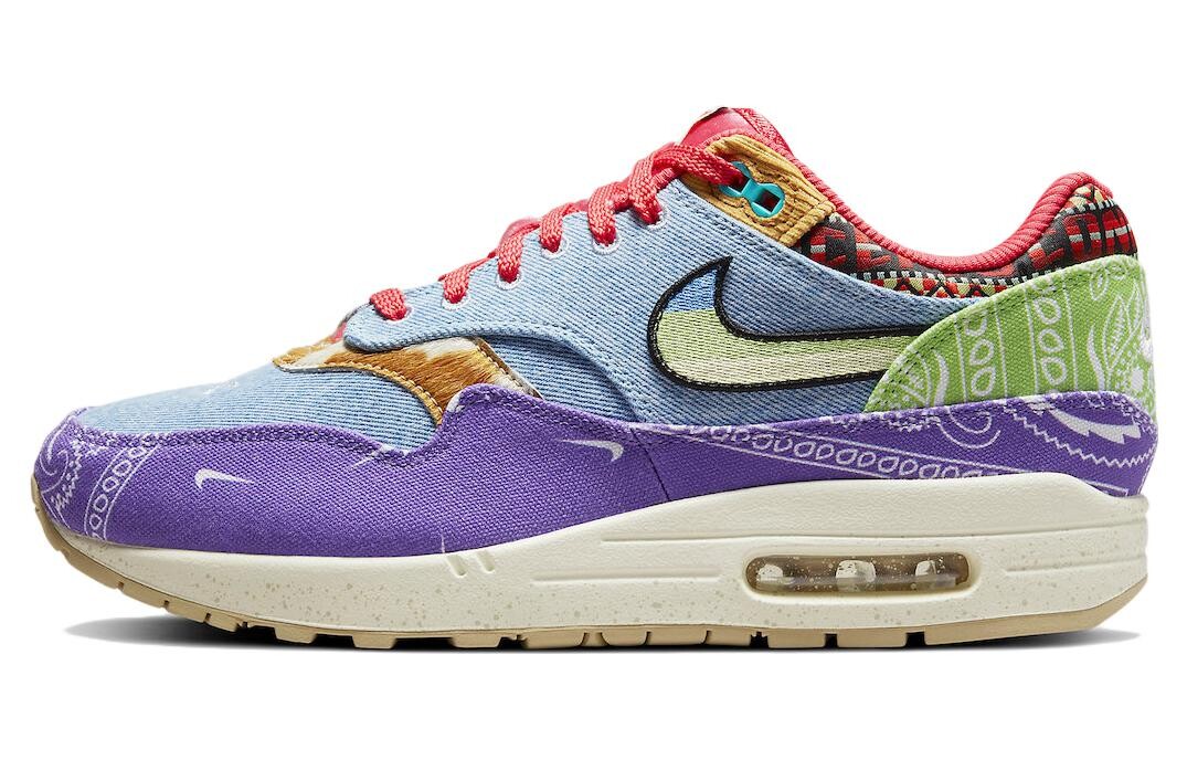 

Кроссовки мужские Concepts x Nike Air Max 1 Low-Top, красный / фиолетовый / синий