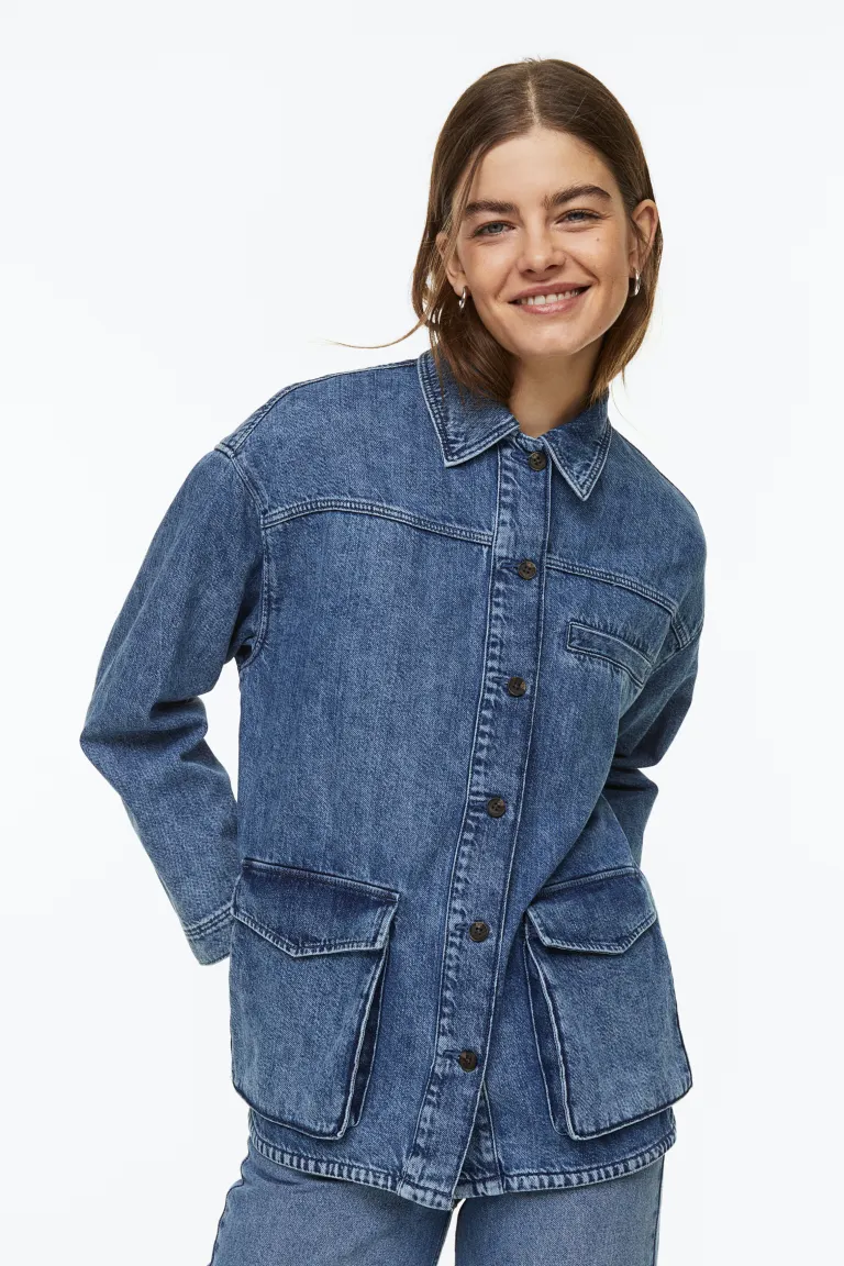 

Джинсовая куртка-рубашка H&M, синий