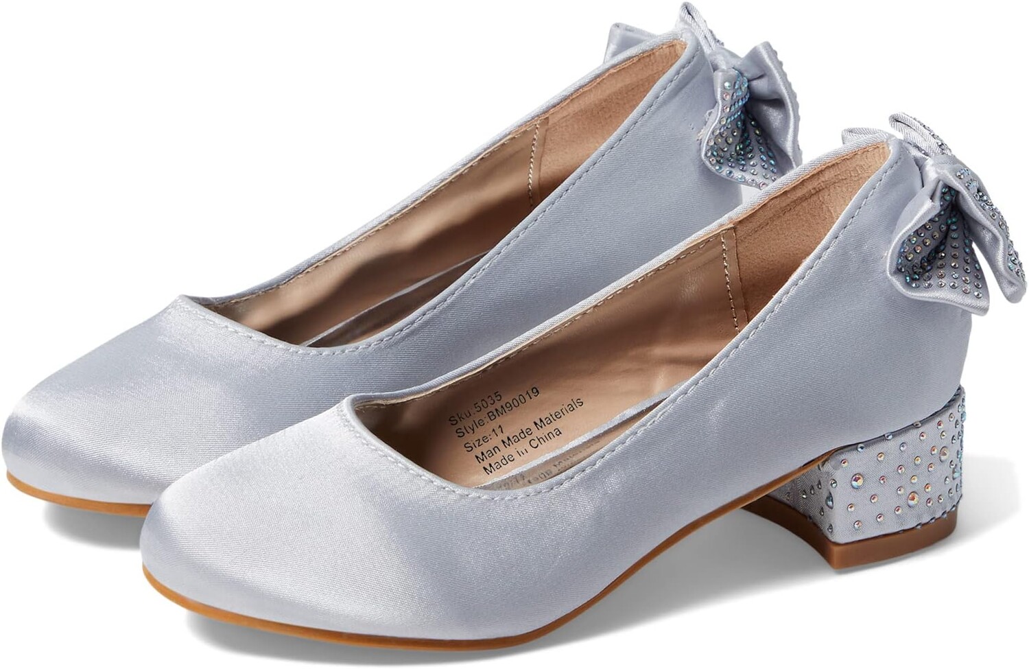 

Туфли Lily Satin Back Bow Low Heel Badgley Mischka, цвет Silver
