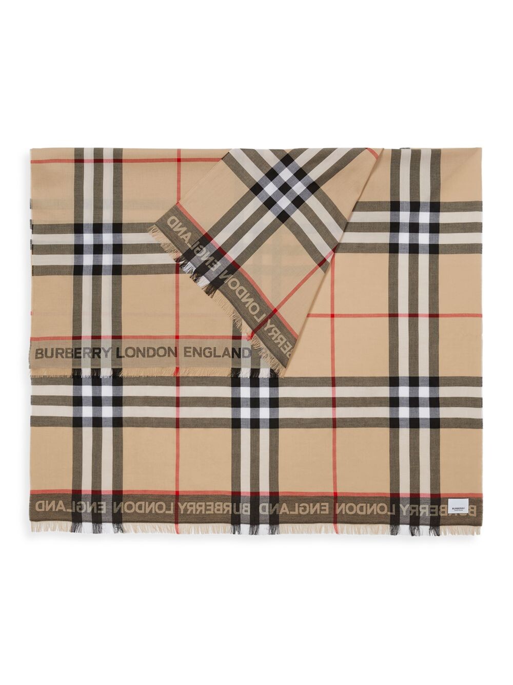 

Хлопковый шарф в клетку Signature Burberry, бежевый