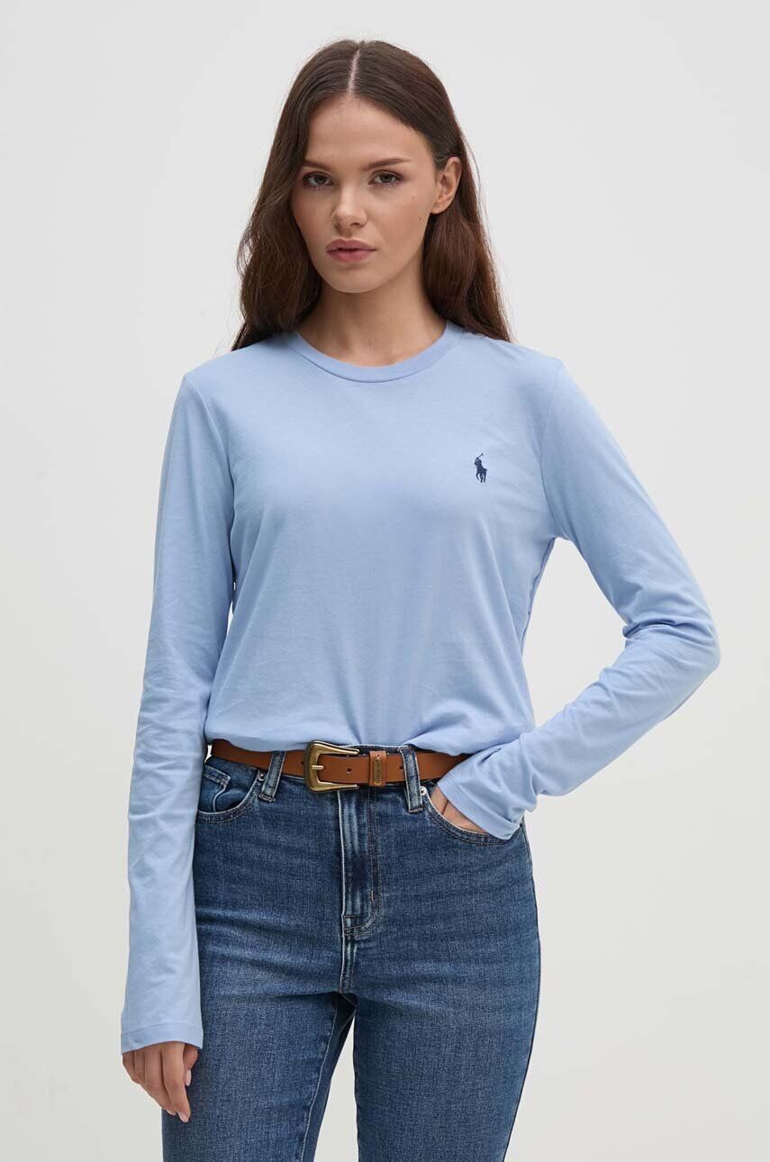 

Хлопковый топ Polo Ralph Lauren с длинными рукавами, синий