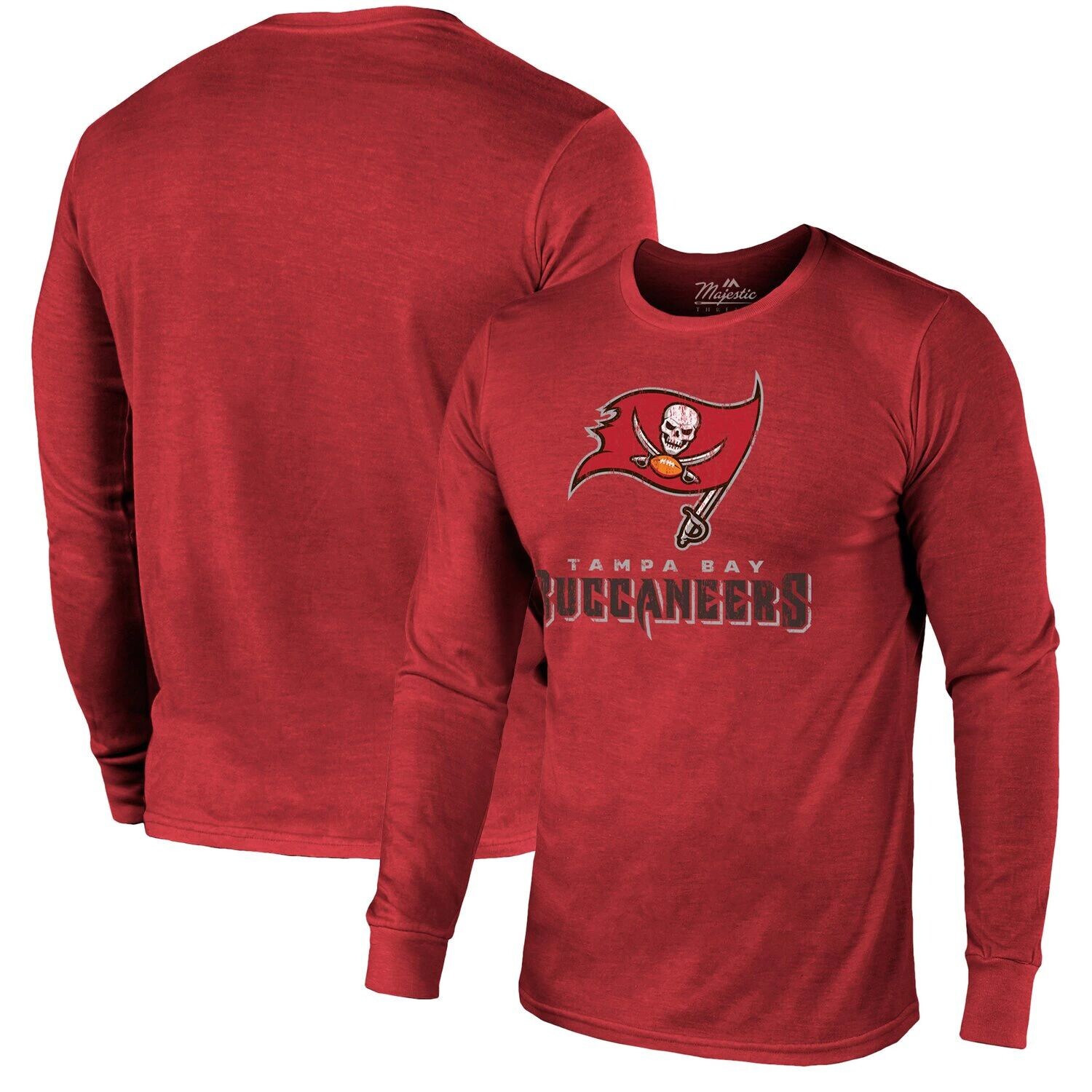 

Футболка с длинными рукавами Tampa Bay Buccaneers Majestic Threads Lockup Tri-Blend — красная