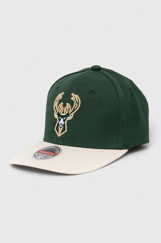 

Шляпа с козырьком с добавлением хлопка Milwaukee Bucks Mitchell&Ness, зеленый