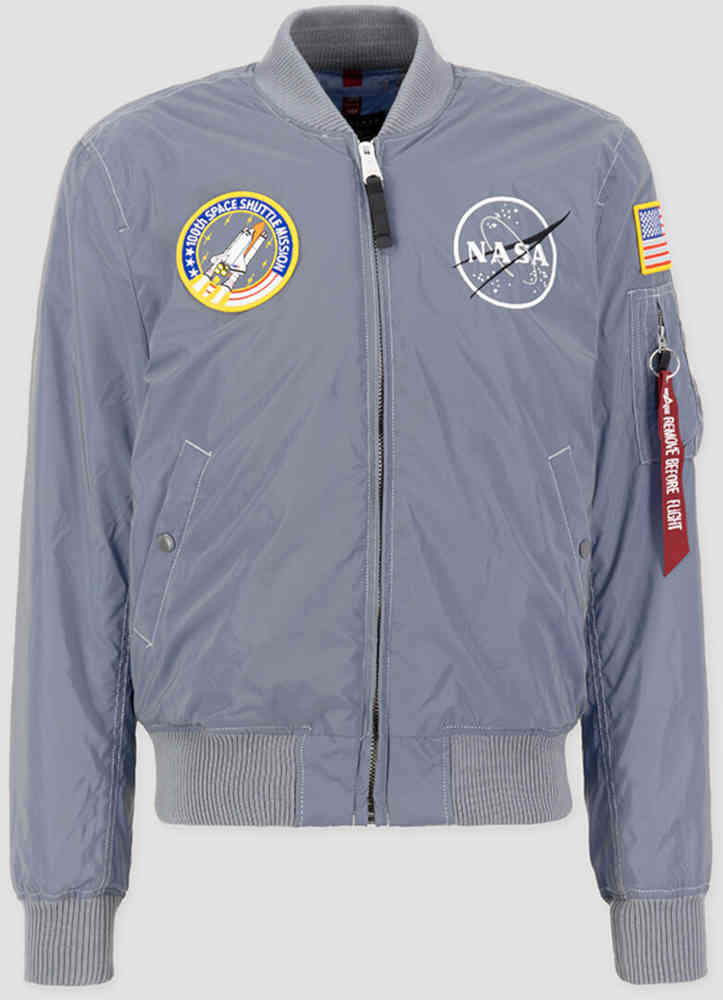 мужская футболка alpha industries nasa logo чёрный размер s Светоотражающая куртка НАСА MA-1 Alpha Industries, серебро