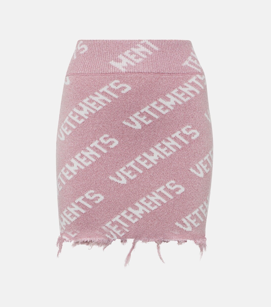 

Мини-юбка с монограммой из смесовой шерсти Vetements, розовый